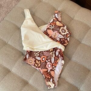 Floral one piece wrap Swimsuit